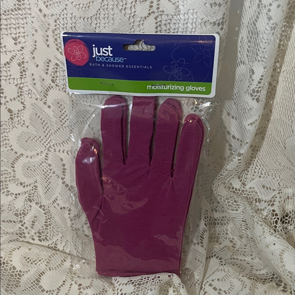 Just Because Moisturizing Gloves 3 Pack Magenta Purple Cotton Blend Spa Care